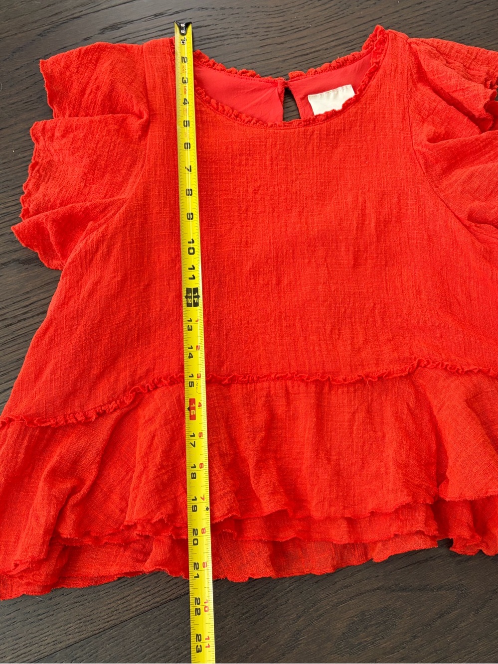 Anthropologie MAEVE Cascade Red Cotton Gauze Tiered Flutter Top Medium - Picture 8 of 9